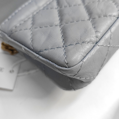 CHANEL 2.55 Blue Calfskin Quilted Intrecciato Fanny Pack, Crossbody Bag, Shoulder Bag, Golden Hardware, 27 Clasp-(SKU)-937072296