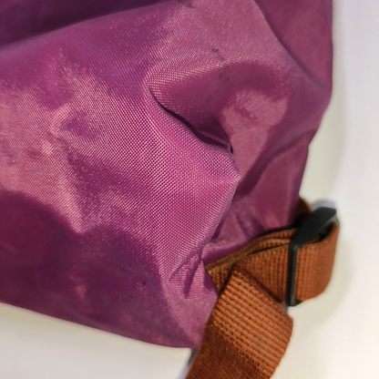 LONGCHAMP Le Pliage Medium size Plum Red Nylon Backpack Handbag Golden hardware-(SKU)-942661340