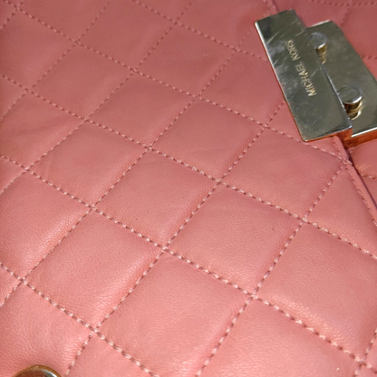 MICHAEL KORS Sloan Orange-pink cowhide quilted crossbody bag/shoulder bag/handbag Golden hardware-(SKU)-932342596