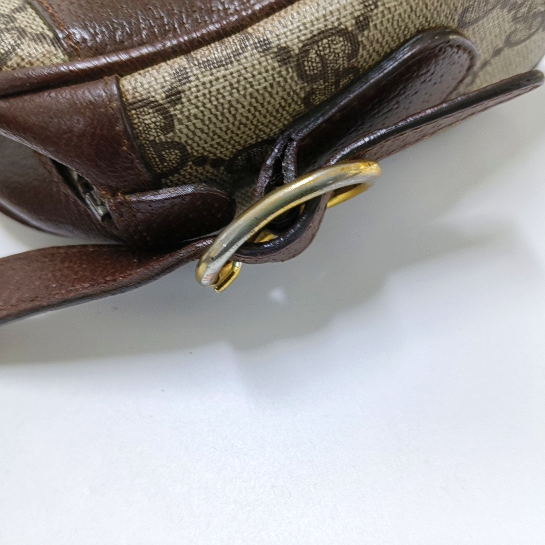 GUCCI Sherry Khaki Coated Canvas Monogram Flower Shoulder Bag Crossbody Silver Ruthenium Hardware Removable shoulder strap-(SKU)-959364855