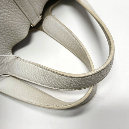 HERMÈS Picotin 18 White Clemence Leather Basket Handbag Silver Hardware 🄵 Engraving-(SKU)-971056955
