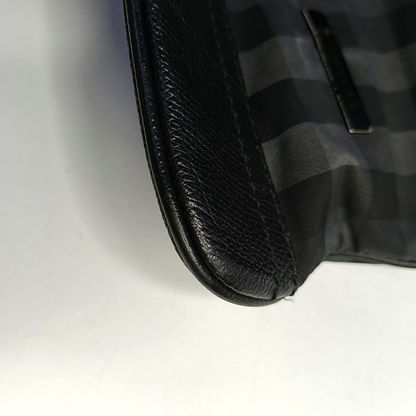 BURBERRY Dark Gray Nylon Battle Horse Plaid Single Shoulder Bag Crossbody Bag Ruthenium color hardware-(SKU)-958749400
