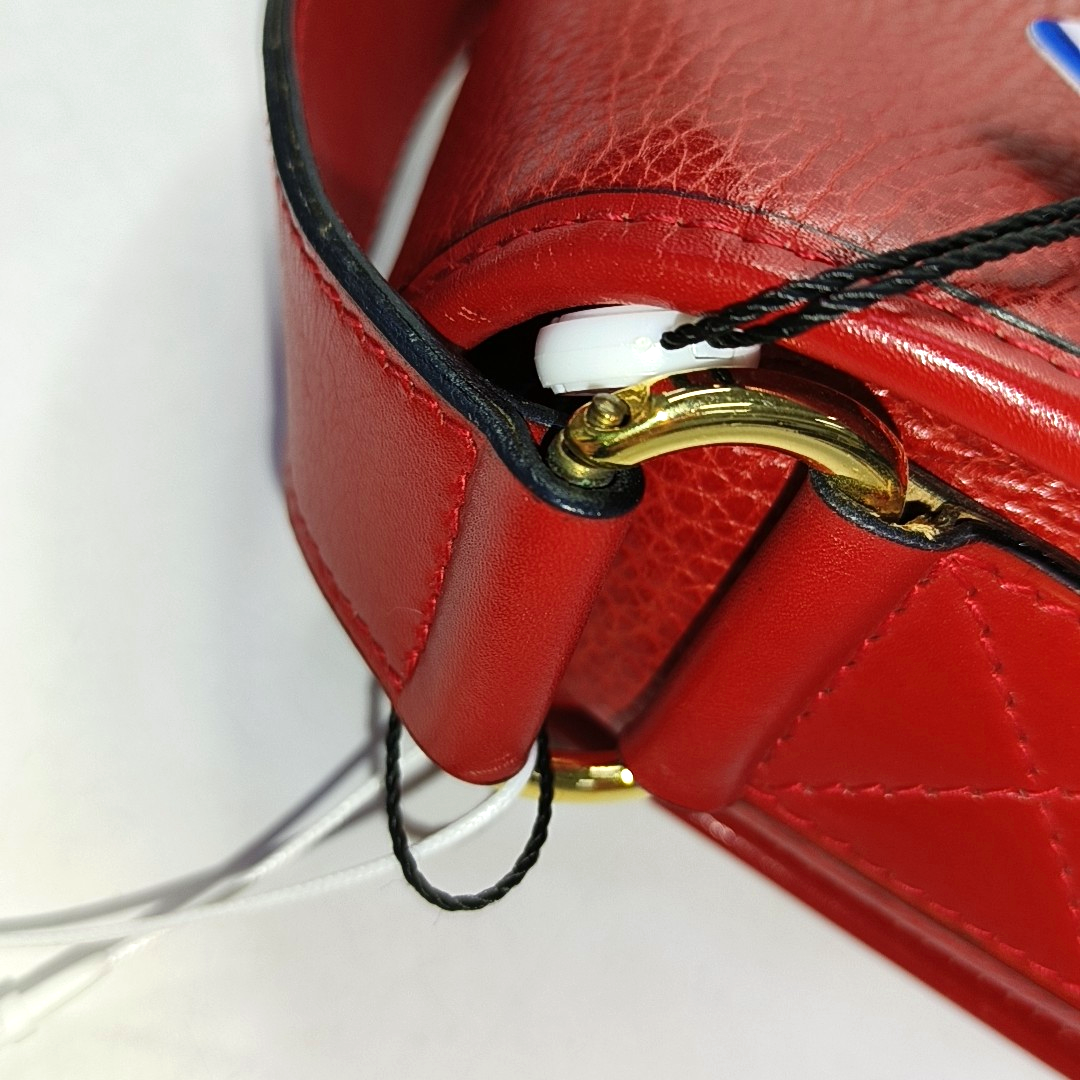 CELINE Red Leather Crossbody Bag Golden hardware-(SKU)-959494313