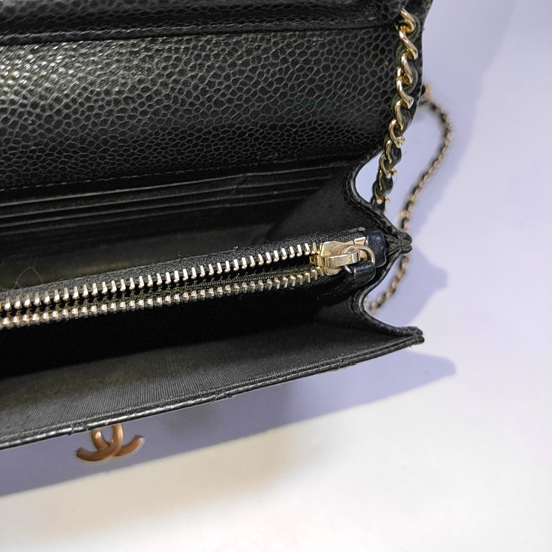 CHANEL DOUBLE CC Black Calfskin Quilted Leather Single Shoulder Bag Crossbody Bag Golden Hardware 25 Clasp-(SKU)-961310373