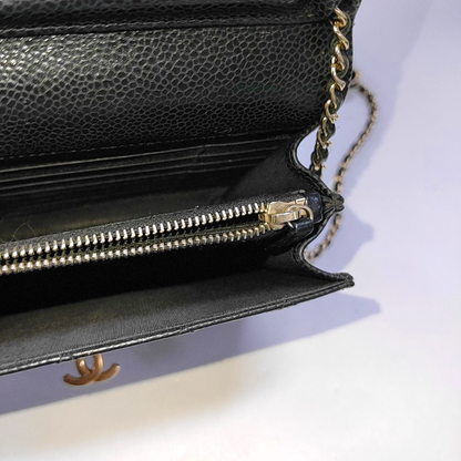 CHANEL DOUBLE CC Black Calfskin Quilted Leather Single Shoulder Bag Crossbody Bag Golden Hardware 25 Clasp-(SKU)-961310373