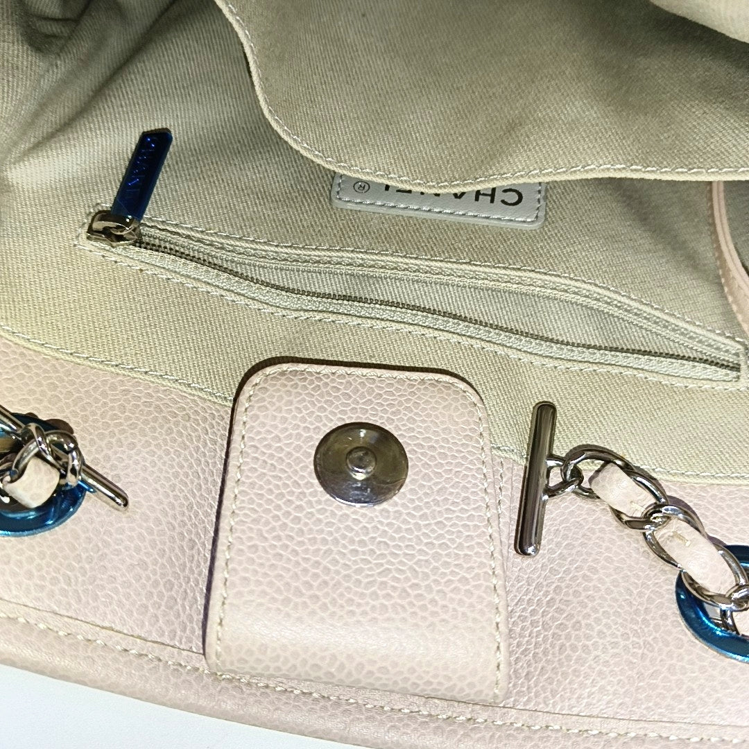 CHANEL DEAUVILLE Pink Leather Quilted Shoulder Bag with Detachable Strap-(SKU)-968656894