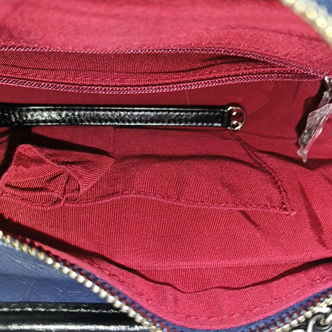 CHANEL GABRIELLE Small Deep Blue Calfskin Leather Quilted Hobo Shoulder Bag 28 Clasp Gold Silver Rhodium Hardware Removable Shoulder Strap-(SKU)-969331059