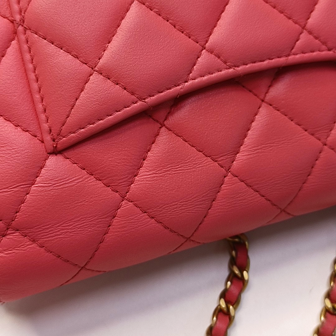 CHANEL TRENDY CC Pink Lamb Leather Quilted Shoulder Bag with Removable Strap-(SKU)-958650278
