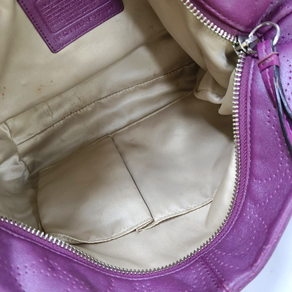 COACH Fuchsia Leather Cut-Out Sling Bag Silver Hardware Removable shoulder strap-(SKU)-928562151