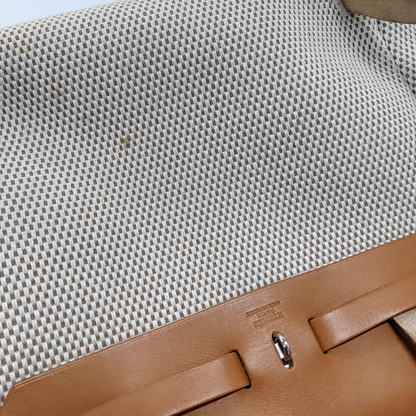 HERMÈS Herbag Small Milkshake White Canvas Backpack Handbag with Silver Hardware 🄷 Mark-(SKU)-953760184