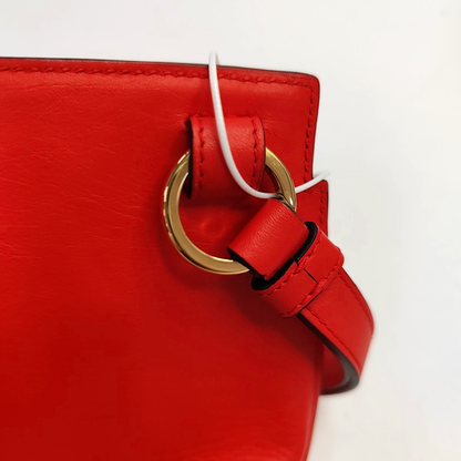 LOEWE T Pouch  Red Leather Clutch Golden hardware-(SKU)-948509220
