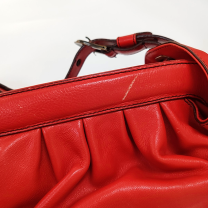 FENDI Red Calf Leather Crossbody Shoulder Bag Tote Golden hardware Removable shoulder strap-(SKU)-958494081