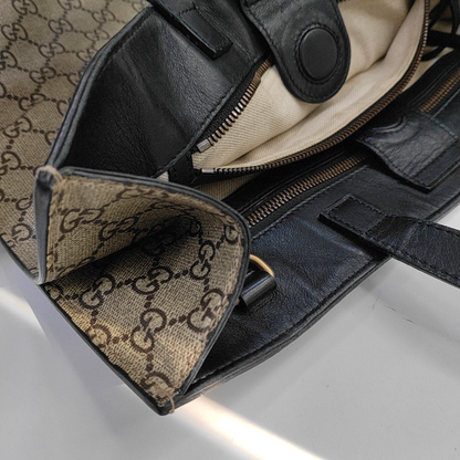 GUCCI Tote bag Brown Coated Canvas Monogrammed Tiger Head Handbag Golden hardware-(SKU)-951669810