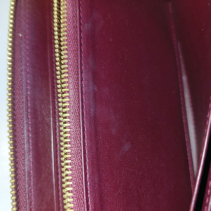 LOUIS VUITTON Burgundy Cowhide Monogram Embossed Wallet Golden hardware-(SKU)-956443743