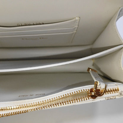 DIOR Miss Caro Mini White Leather Printed Crossbody Bag Single Shoulder Bag Golden White Hardware Removable Shoulder Strap-(SKU)-969767910