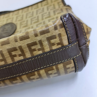 FENDI 棕色涂层帆布双F斜挎包 Silver Hardware-(SKU)-948081952