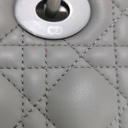 DIOR Lady Dior Small Size Grey Calfskin Quilted Cannage Four Shoulder Bag, Handbag, Crossbody Bag with Detachable Strap-(SKU)-966716801