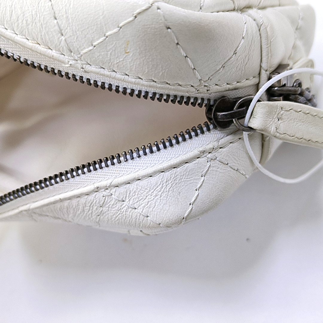 CHANEL 2.55 White Calfskin Quilted Crossbody Shoulder Bag Palladium Hardware 25 Flap-(SKU)-951553361