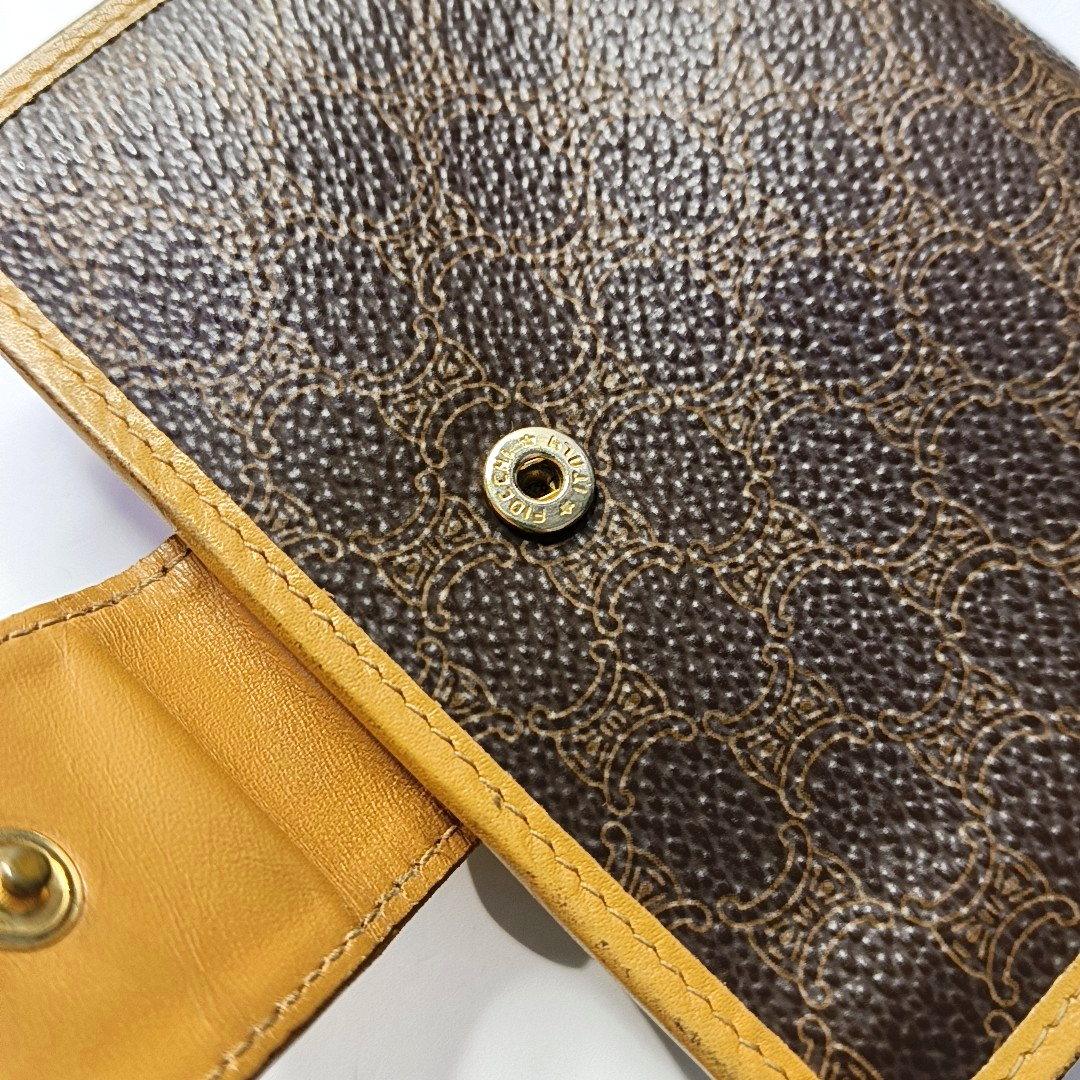 CELINE Dark Brown Coated Canvas Triumph Wallet Golden hardware-(SKU)-942990685