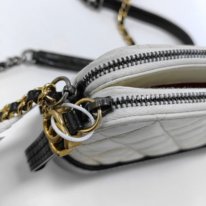 CHANEL GABRIELLE Mini White Calfskin Quilted Crossbody Shoulder Bag Detachable Strap-(SKU)-966197300
