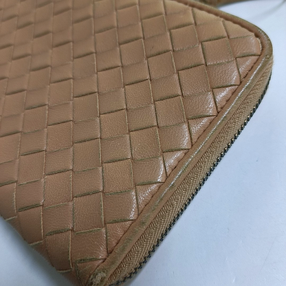 BOTTEGA VENETA Pink Cowhide Woven Wallet Black hardware-(SKU)-947141827