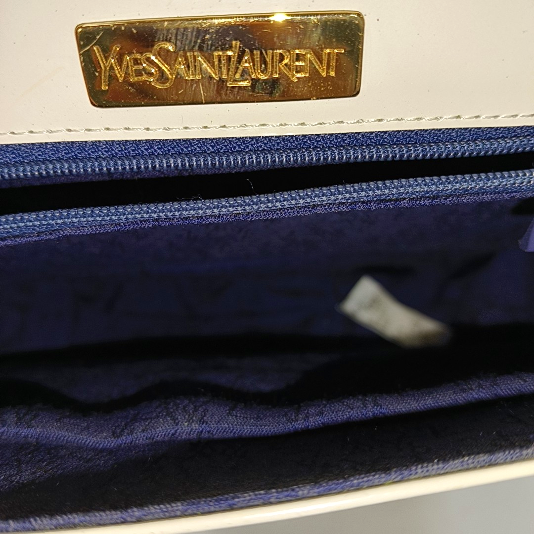 YSL White Cowhide Badge Backpack Shoulder Bag Crossbody Bag Golden hardware-(SKU)-12304676
