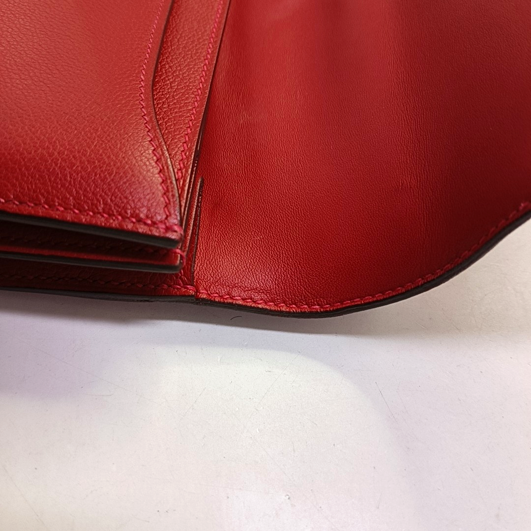 HERMÈS 2002 26 Red Evercolor Calfskin Crossbody Shoulder Bag with Silver Hardware, C-(SKU)-951512594