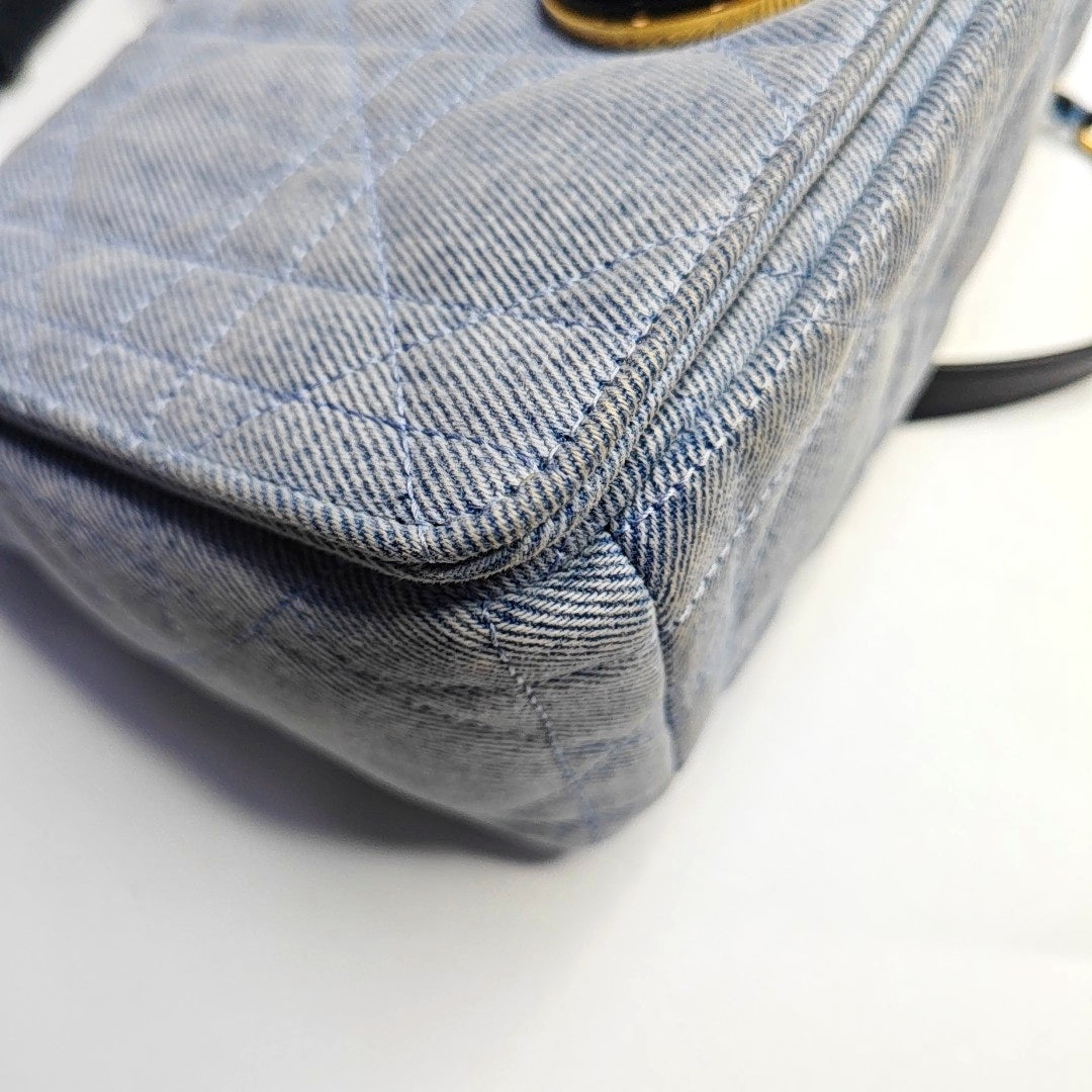 DIOR Dior Caro Medium Blue Denim Quilted Crossbody Shoulder Bag Tote Bag-(SKU)-966917875