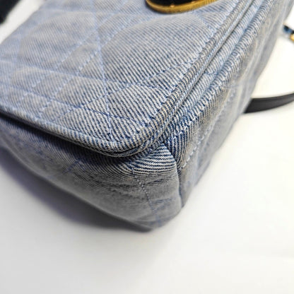 DIOR Dior Caro Medium Blue Denim Quilted Crossbody Shoulder Bag Tote Bag-(SKU)-966917875
