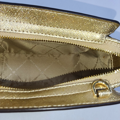 MICHAEL KORS Gold Leather Stud Crossbody Single Shoulder Bag Golden hardware Removable shoulder strap-(SKU)-940524037