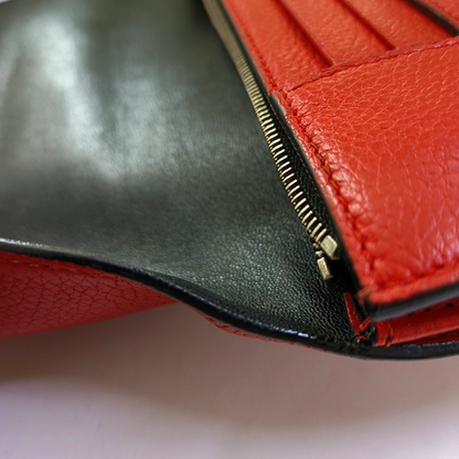 CELINE Red Leather Wallet Silver Hardware-(SKU)-959079307