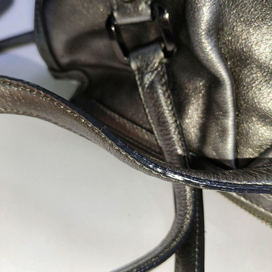 BURBERRY Silver Cowhide Single Shoulder Bag Crossbody Tote Bag Black hardware Removable shoulder strap-(SKU)-938135515