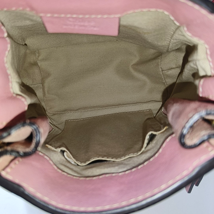 Chloé Faye mini Pink Cowhide Backpack Single Shoulder Bag Golden hardware shoulder straps-(SKU)-958394147