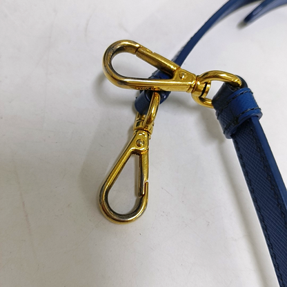 PRADA Galleria Large size Dark Blue Cowhide Logo Crosshatch Killer Bag Single Shoulder Bag Golden hardware Removable shoulder strap-(SKU)-959580601