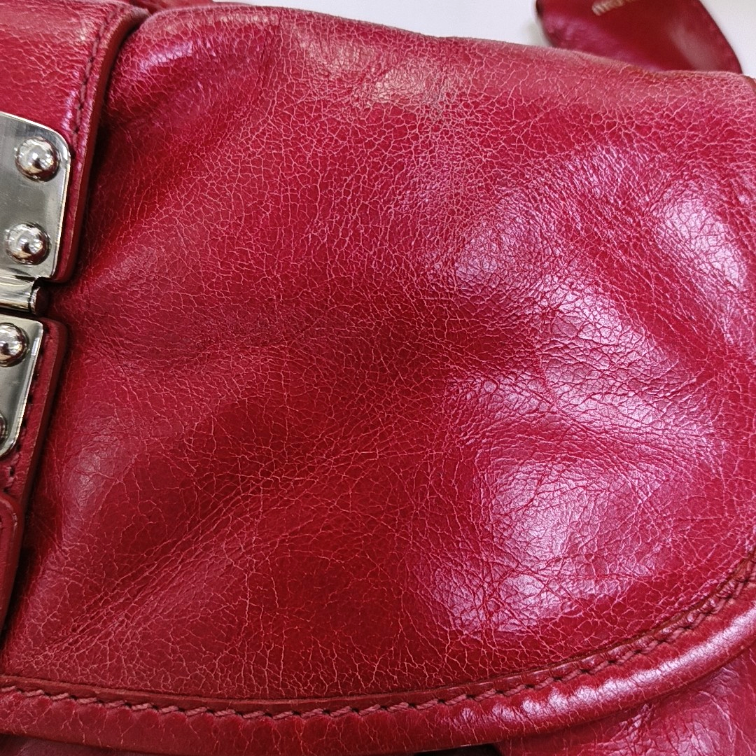 Miu Miu Miu Coffer Red Lamb Leather Quilted Woven Single Shoulder Bag Handbag Crossbody Silver Hardware Removable shoulder strap-(SKU)-959188889
