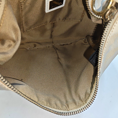 FENDI 卡其色帆布双FHandheld包 Golden hardware-(SKU)-943796749