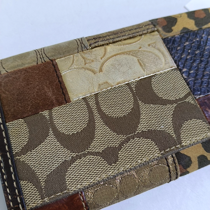 COACH Brown Mixed Material Monogrammed Textured Wallet Golden hardware Vintage model-(SKU)-950089793