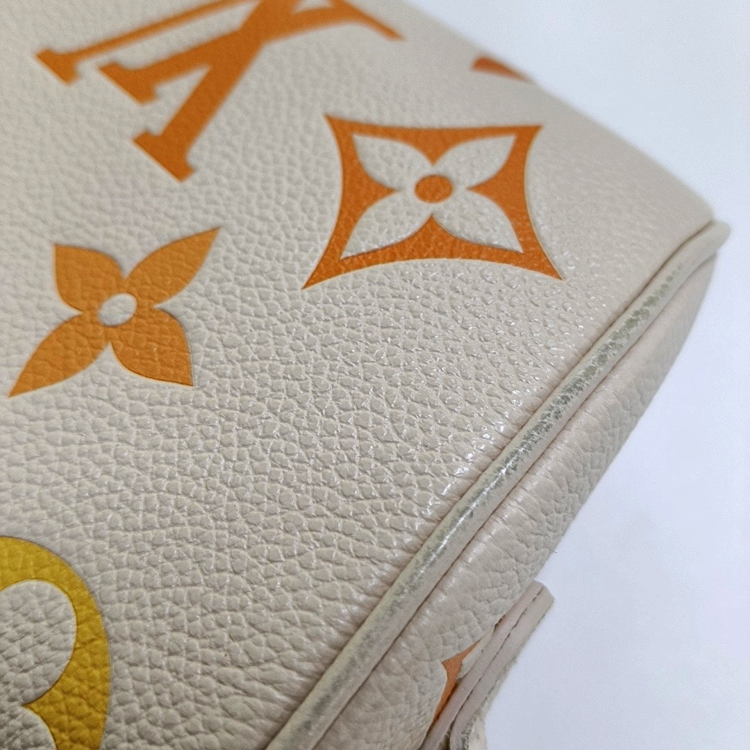 LOUIS VUITTON GRADIENT Mini Beige Leather Monogram Vernis Crossbody Shoulder Bag Hobo Bag with Gold Hardware and 2 Detachable Straps-(SKU)-967336179