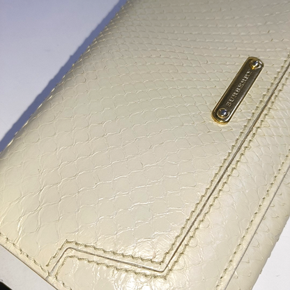 BURBERRY White snake skin wallet Golden hardware-(SKU)-935689724