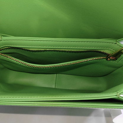 CELINE TRIOMPHE Small Green Calfskin Quilted Crossbody Shoulder Bag Golden Hardware-(SKU)-952956931