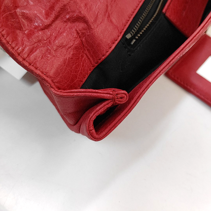 BALENCIAGA Classic City Red sheepskin studded fringe handbag single shoulder bag crossbody bag Black hardware-(SKU)-954876538