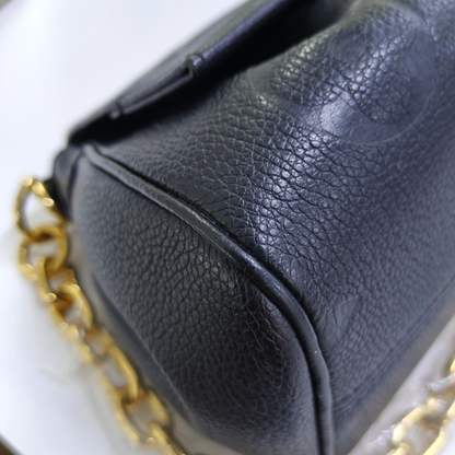 LOUIS VUITTON FAVORITE Black Leather Embossed Shoulder Bag Crossbody Bag 2 Detachable Straps Gold Hardware-(SKU)-963594020