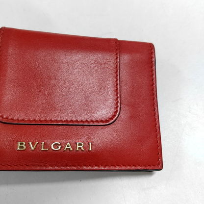 BVLGARI SERPENTI FOREVER Red Calf Leather Quilted Snake Head Bag Card Case Golden hardware-(SKU)-940744006