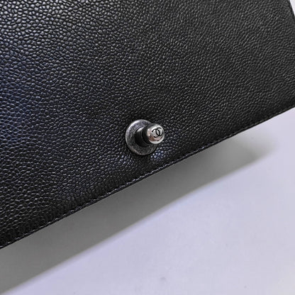 CHANEL BOY CHANEL Medium Black Tweed Quilted Crossbody Bag Single Shoulder Bag Rhodium Hardware 18 Clasp Detachable Strap-(SKU)-967050030