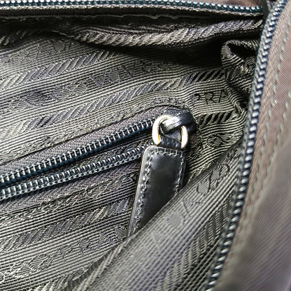 PRADA Vela Messenger Bag Black nylon logo crossbody bag shoulder bag Silver Hardware-(SKU)-957820896