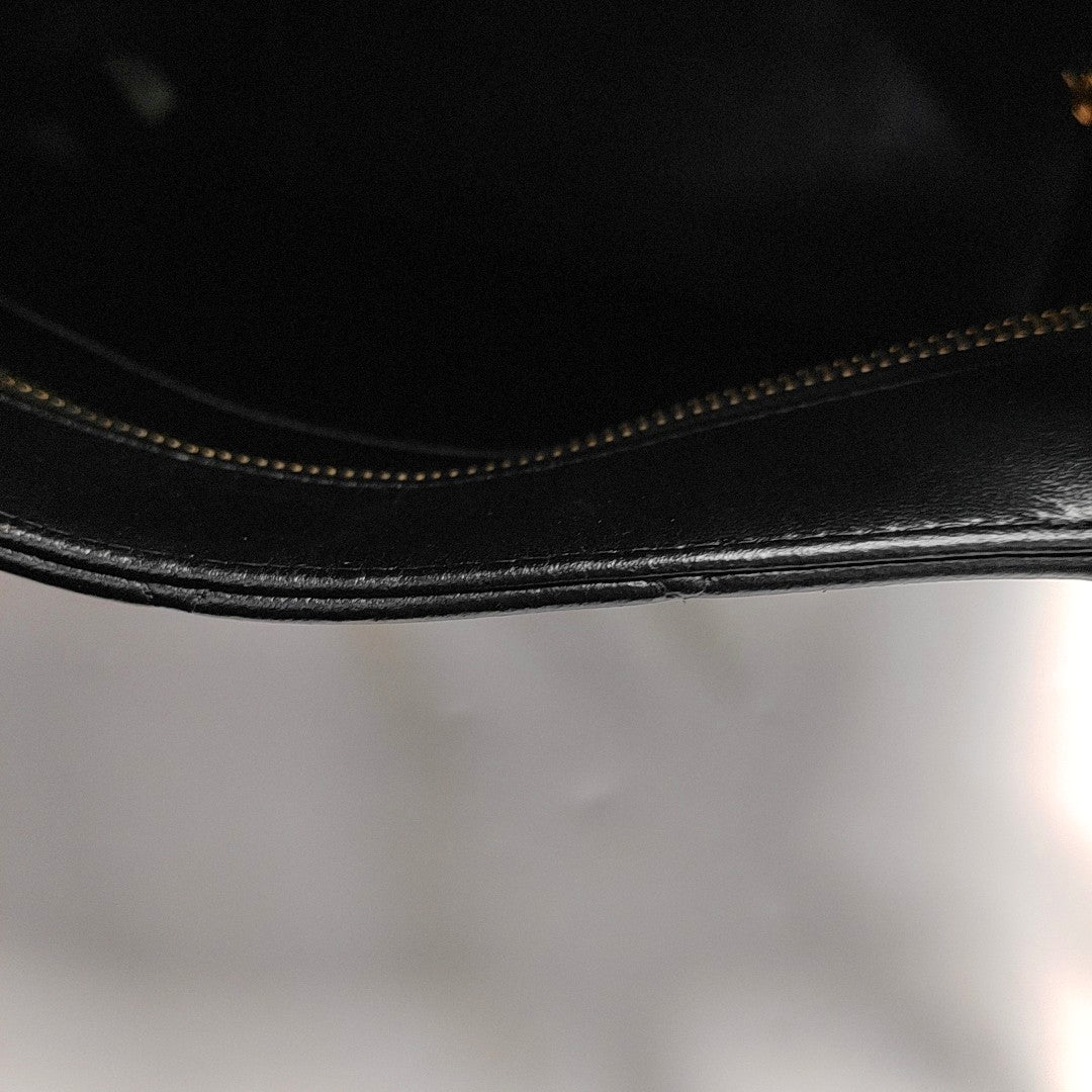 CHANEL MEDALLION Black Lamb Skin Quilted Hilton Handbag with Gold Hardware, Vintage-(SKU)-970902216