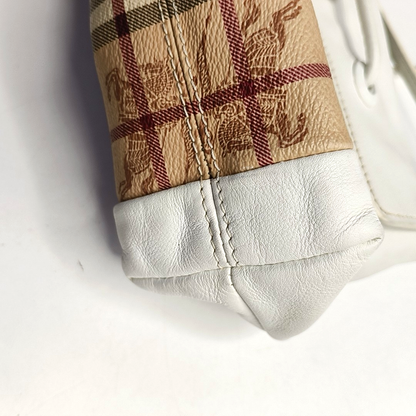 BURBERRY Khaki Coated Canvas Warhorse Plaid Crossbody Shoulder Bag Golden hardware-(SKU)-954930104
