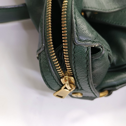 YSL RIVE GAUCHE Dark Green Cowhide Handbag Single Shoulder Bag Crossbody Golden hardware-(SKU)-956521580