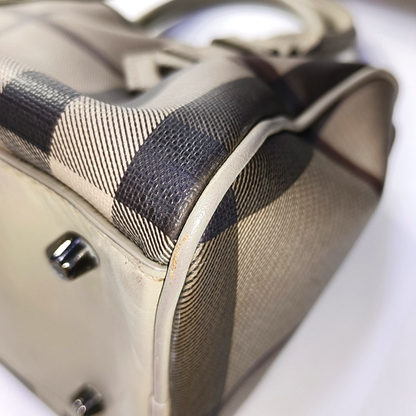 BURBERRY Gray coated canvas handbag, crossbody bag Silver Hardware-(SKU)-945698087