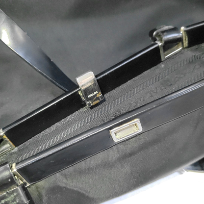 PRADA Tote bag Black Nylon Single Shoulder Bag Tote Bag Silver Hardware-(SKU)-941056394